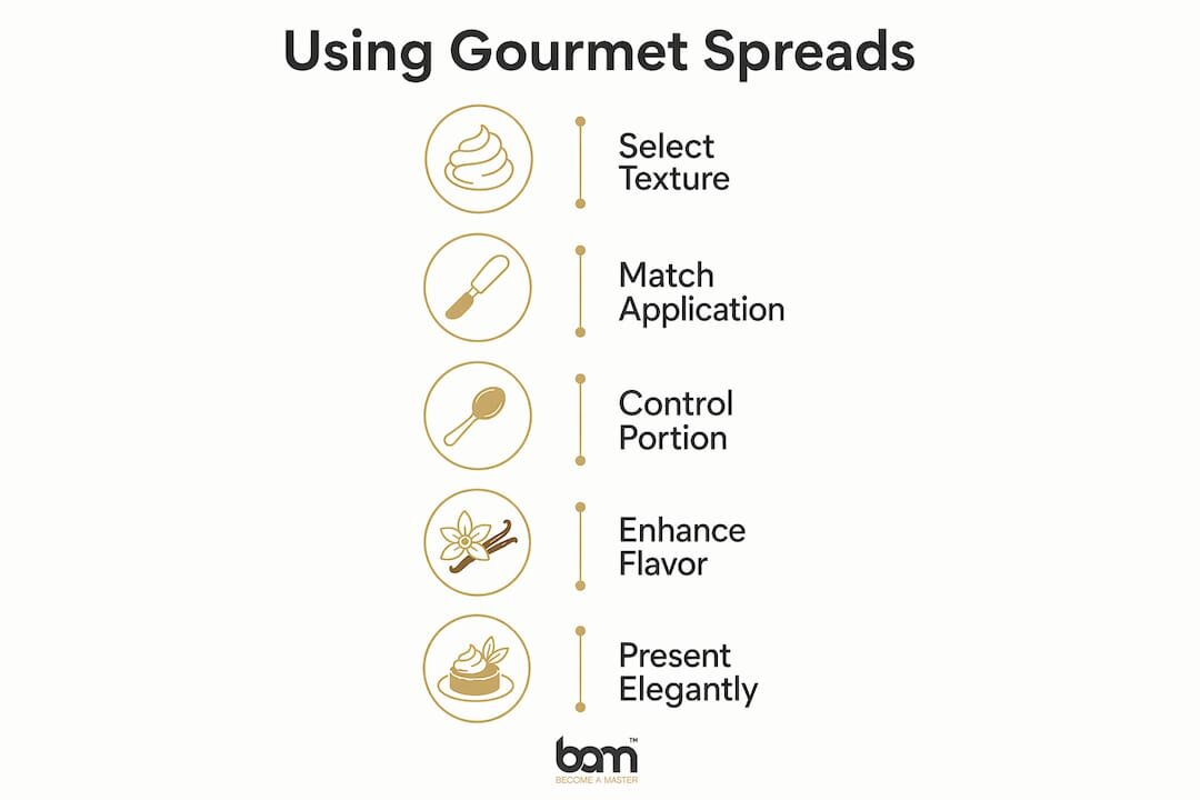 Infografik mit den Schritten zur Verwendung von Gourmet-Dessertcremes
