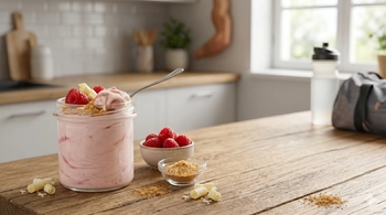 Protein-pudding Himbeer-Käsekuchen, mit Süßstoff